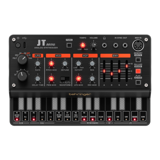 Behringer JT MINI Schnellstartanleitung