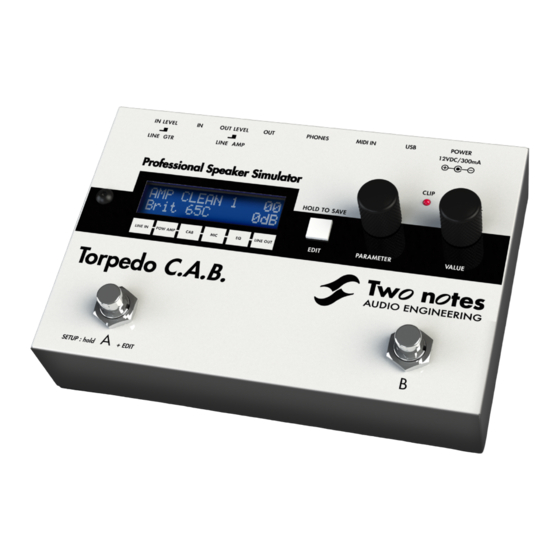 Two Notes TORPEDO C.A.B. Bedienungshandbuch