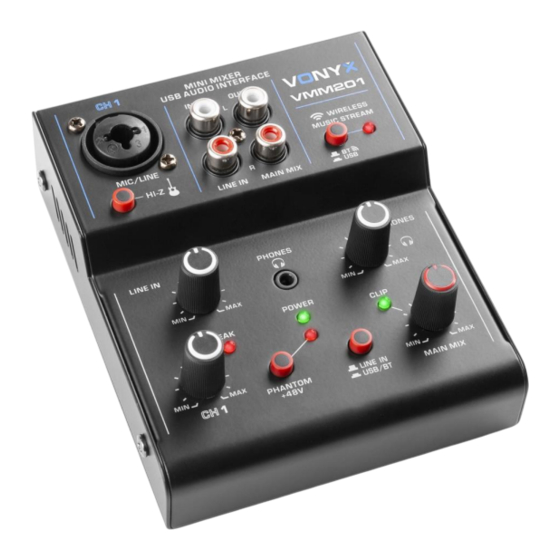 VONYX VMM201 Mixer 2CH/EQ/BT Gebrauchsanleitung