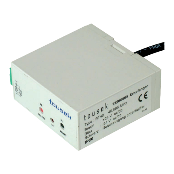 tousek BT 40 Anschluss Und Installationsanleitung