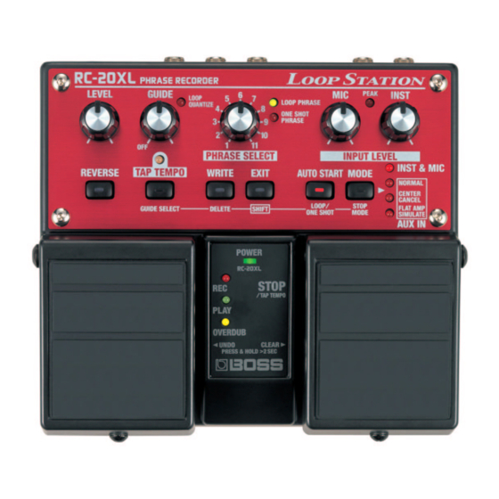 Boss RC-20XL Kurzanleitung