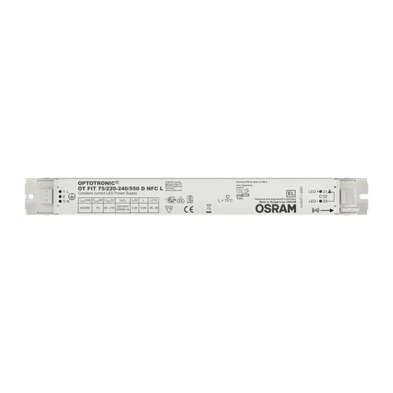 OSRAM OPTOTRONIC OT FIT 75/220-240/550 D NFC IND L Bedienungsanleitung