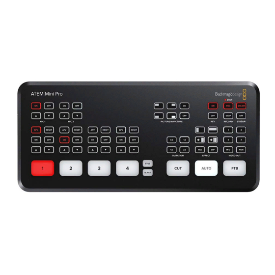 Blackmagic Design ATEM Mini Installations- Und Bedienungsanleitungen