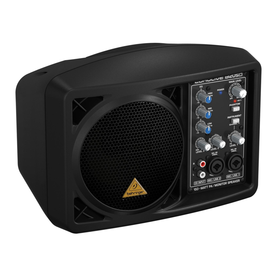 Behringer EUROLIVE B205D Schnellstartanleitung