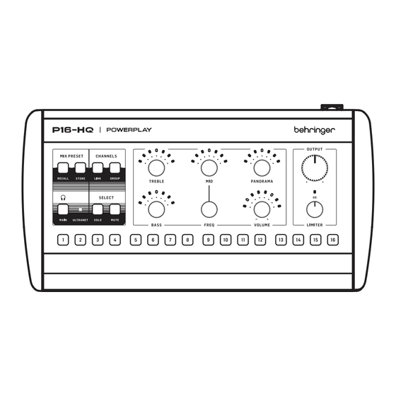 Behringer POWERPLAY P16-HQ Schnellstartanleitung