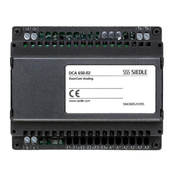 SSS Siedle DCA 650-02 Kurzbedienungsanleitung