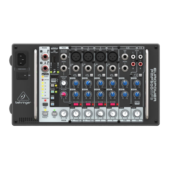 Behringer EUROPOWER PMP500MP3 Schnellstartanleitung
