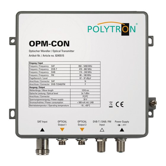 Polytron OPM-CON Bedienungsanleitung