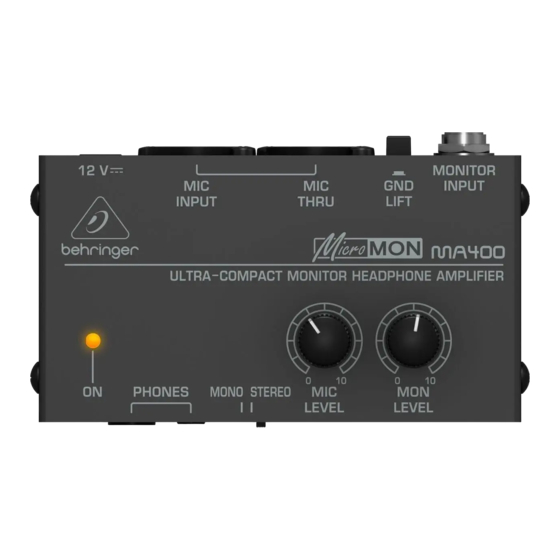 Behringer MICROMON MA400 Kurzanleitung