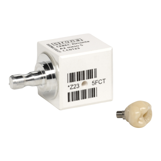 DENTSPLY SIRONA CEREC ZIRCONIA MESO SERIE VERARBEITUNGSANLEITUNG Pdf