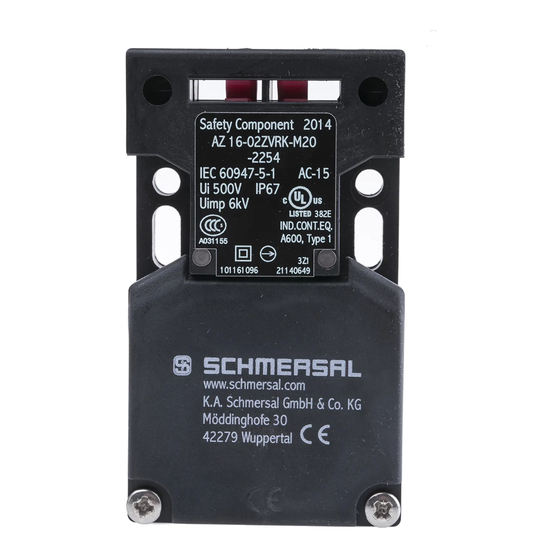 schmersal AZ 16-02ZVRK-M20-2254 Hinweise Zur Bedienung