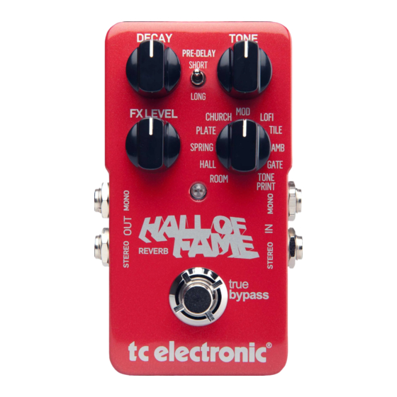 TC Electronic Hall of Fame Reverb Bedienungsanleitung