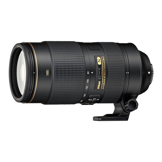 Nikon AF VR Zoom-Nikkor ED 80-400mm f/4.5-5.6D Bedienungsanleitung