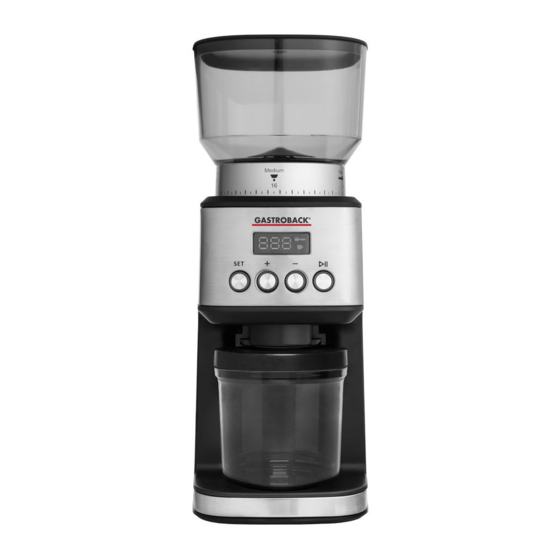 Gastroback Design Kaffeemühle Digital Bedienungsanleitung