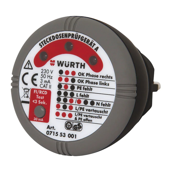 Würth 0715  53 001 Originalbetriebsanleitung