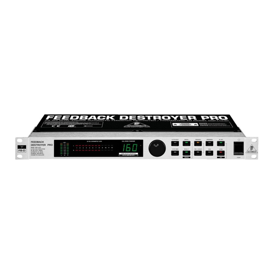Behringer Feedback Destroyer Pro DSP1100P Bedienungsanleitung