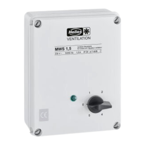 Helios MWS 1,5 Montage- Und Betriebsvorschrift