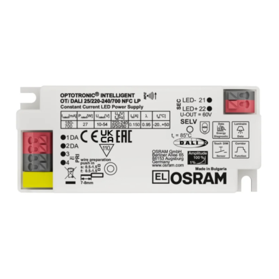 OSRAM OPTOTRONIC OTi DALI 15/220-240/700 NFC TW I Installationsanleitung