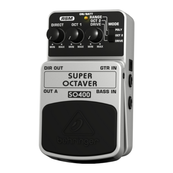 Behringer SUPER OCTAVER SO400 Bedienungsanleitung