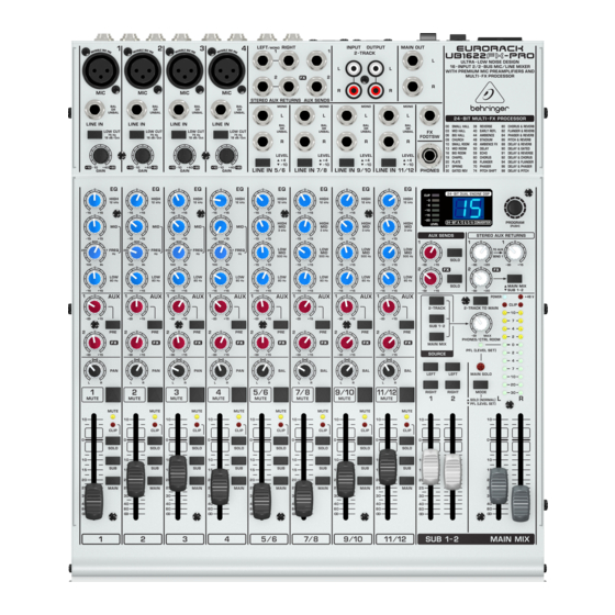 Behringer Eurorack UB1622FX-Pro Bedienungsanleitung