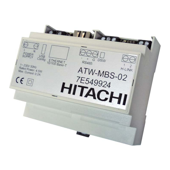 Hitachi ATW-MBS-02 Installations- Und Betriebshandbuch