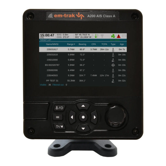 Em-Trak A200 Installations- Und Betriebshandbuch
