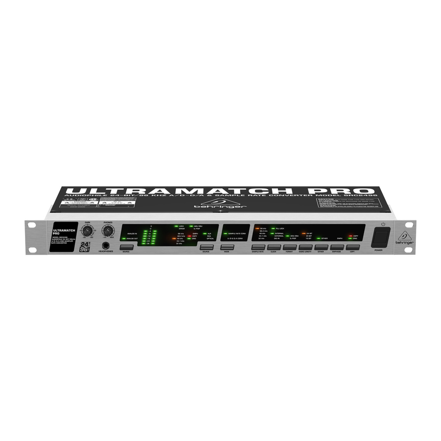 Behringer Ultramatch PRO SRC2496 Bedienungsanleitung