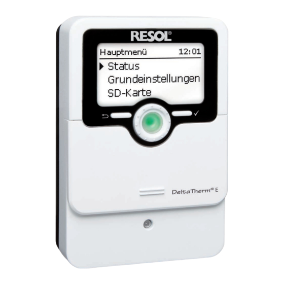 Resol DeltaTherm E Handbuch Für Den Fachhandwerker