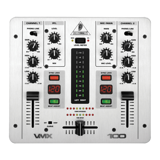 Behringer Pro Mixer VMX100 Bedienungsanleitung