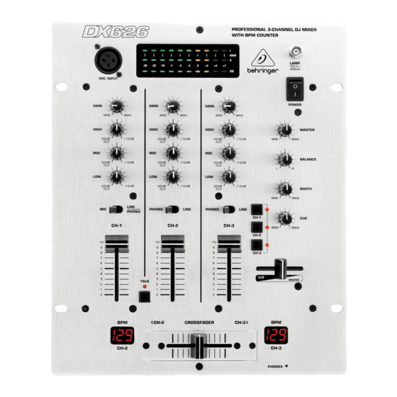 Behringer DX626 PRO MIXER Bedienanleitung