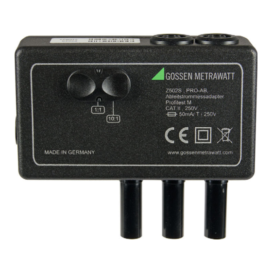Gossen MetraWatt PRO-AB Bedienungsanleitung