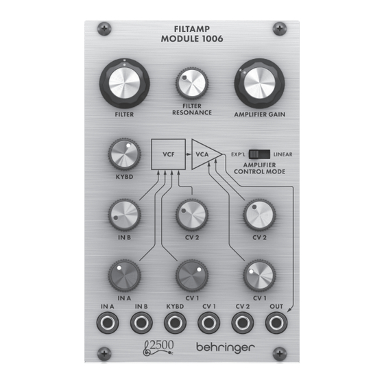 Behringer FILTAMP MODULE 1006 Schnellstartanleitung