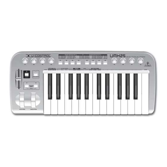 Behringer U-CONTROL Umx25 Bedienungsanleitung