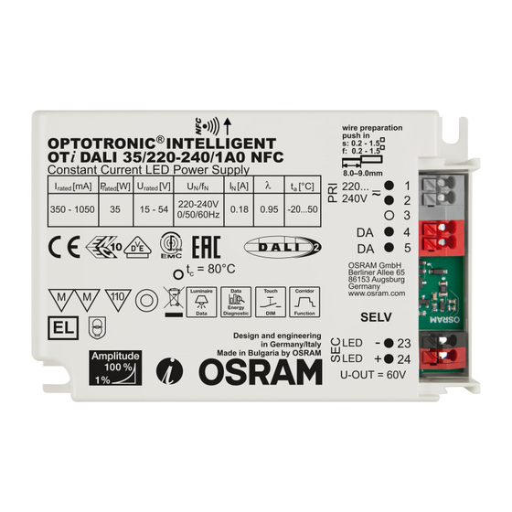 OSRAM OPTOTRONIC OTi DALI 25/700 NFC Bedienungsanleitung