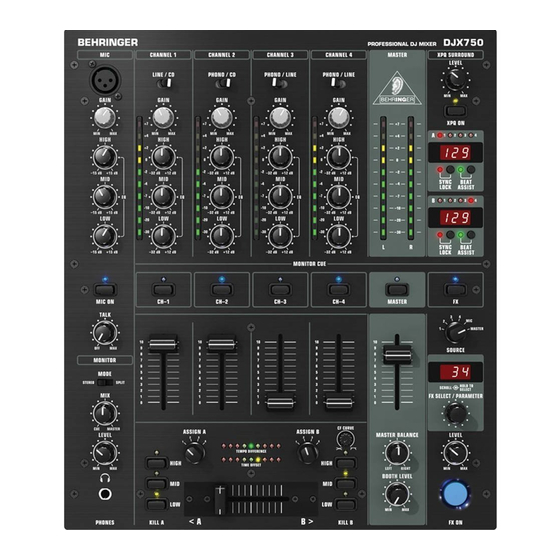 Behringer Pro mixer DJX750 Bedienungsanleitung