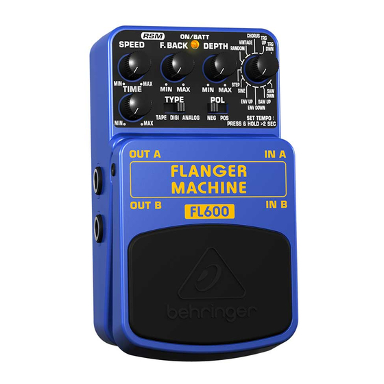 Behringer FLANGER MACHINE FL600 Bedienungsanleitung