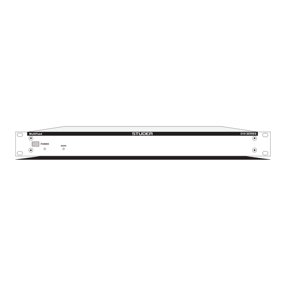 Studer D19 MultiFeed Bedienungsanleitung