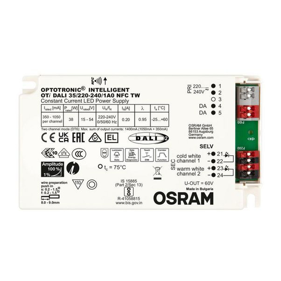 OSRAM OPTOTRONIC OTi DALI 35/220-240/1A0 NFC TW Installations- Und Betriebshinweise