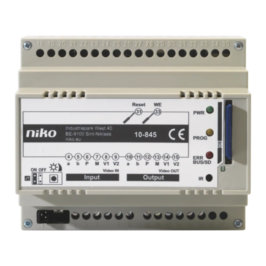 Niko 10-845 Wichtige Produktinformationen