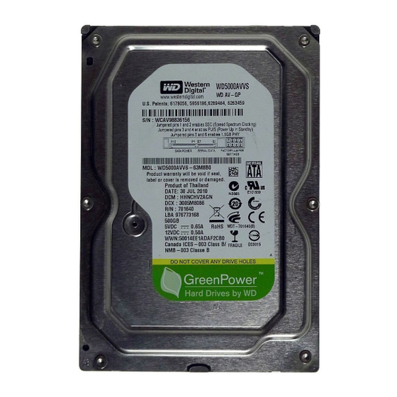 Western Digital WD5000AVVS Bedienungsanleitung