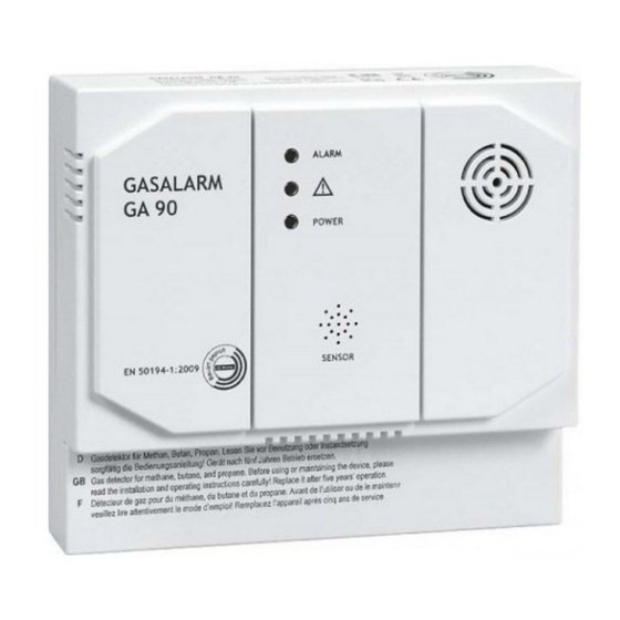 indexa Gasalarm GA90 Bedienungsanleitung Und Sicherheitshinweise
