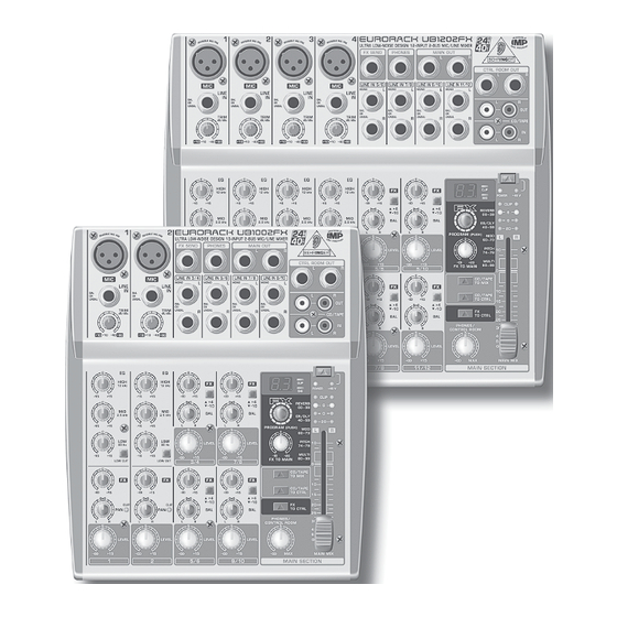 Behringer EURORACK UB1002FX Bedienungsanleitung