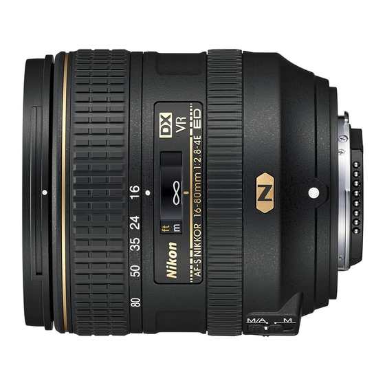 Nikon AF-S DX NIKKOR 16-80mm f/2.8-4E ED VR Benutzerhandbuch