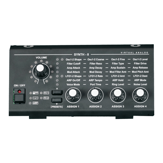 Viscount Legend '70s SYNTH-8 VIRTUAL ANALOG Benutzerhandbuch