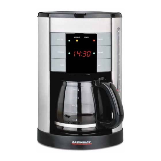 Gastroback Design Coffee Aroma Plus Bedienungsanleitung