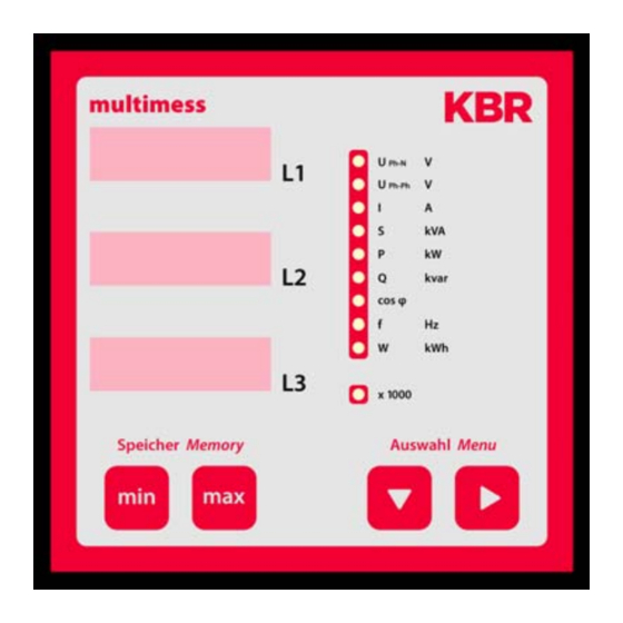 KBR multimess 1F96-0-LED-NC Serie Bedienungsanleitung, Technische Parameter
