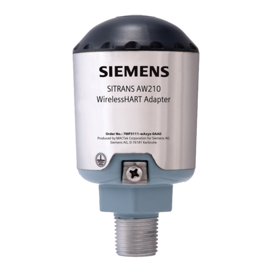 Siemens SITRANS AW210 Bedienungsanleitung