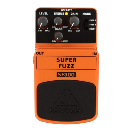 Behringer SUPER FUZZ SF300 Kurzanleitung