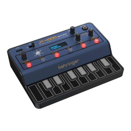 Behringer JT-4000M MICRO Kurzanleitung