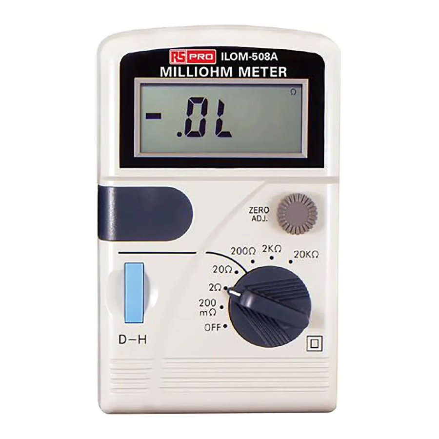 RS Pro ILOM-508A Milliohm Meter Bedienungsanleitung